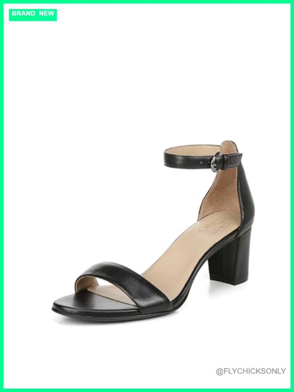 Naturalizer Vera Heeled Sandals Leather Block Heel Ankle Strap Dress
